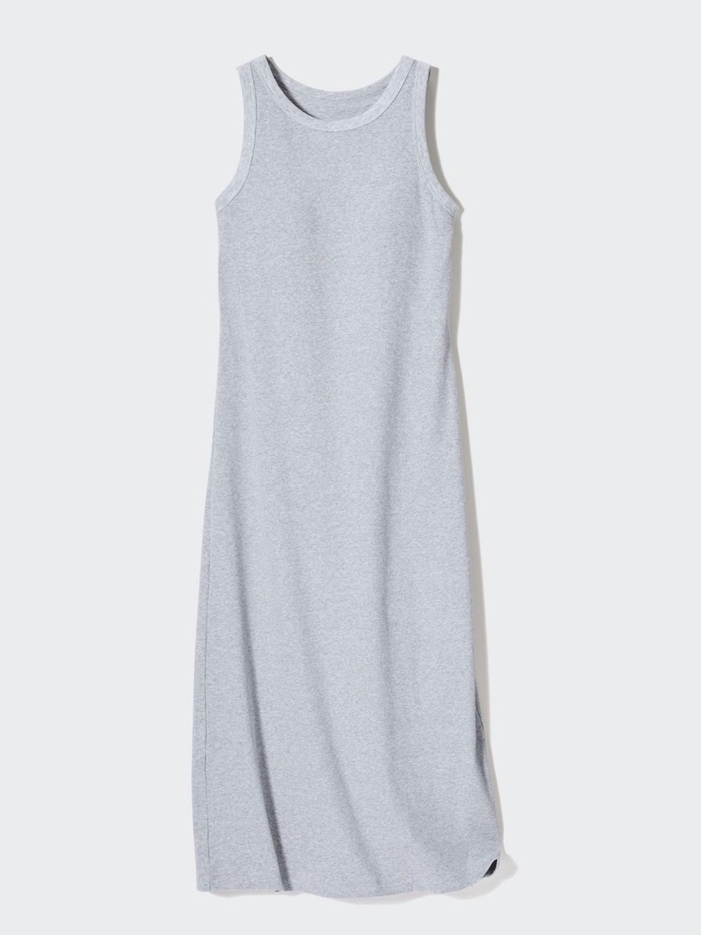Uniqlo Ribbed Sleeveless Midi Dress in Gray Size Small